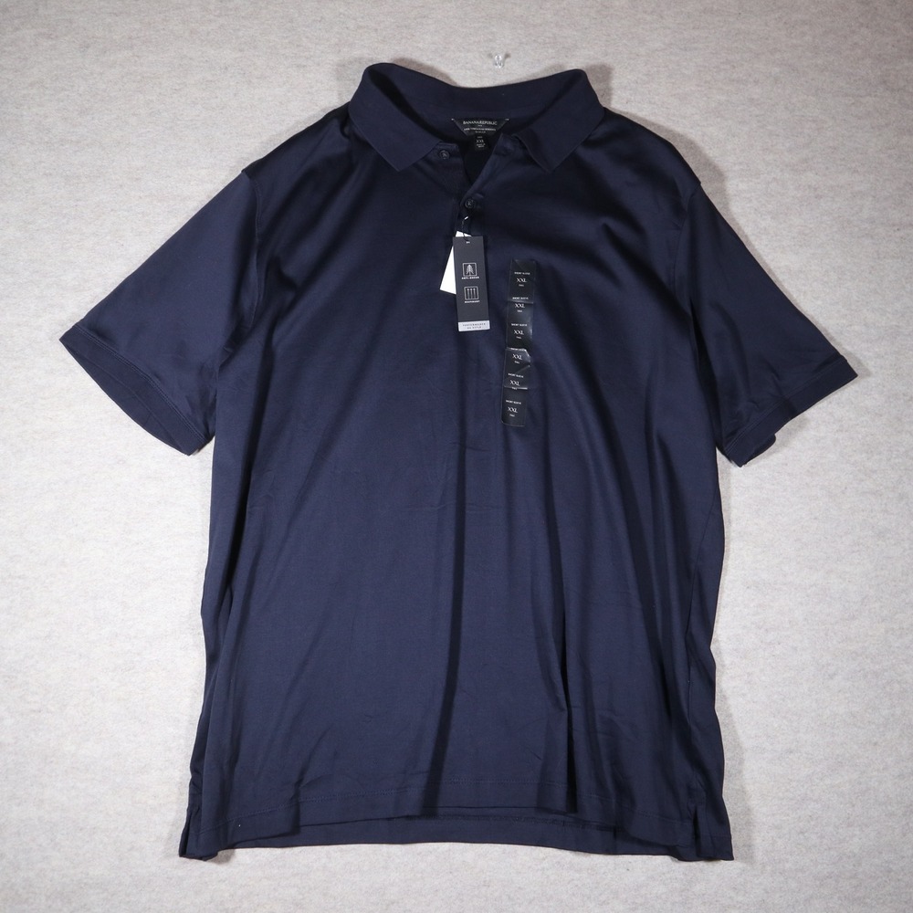 Banana Republic Luxe Touch Performance Polo Mens XXL Tall Navy Blue Slim Fit NWT